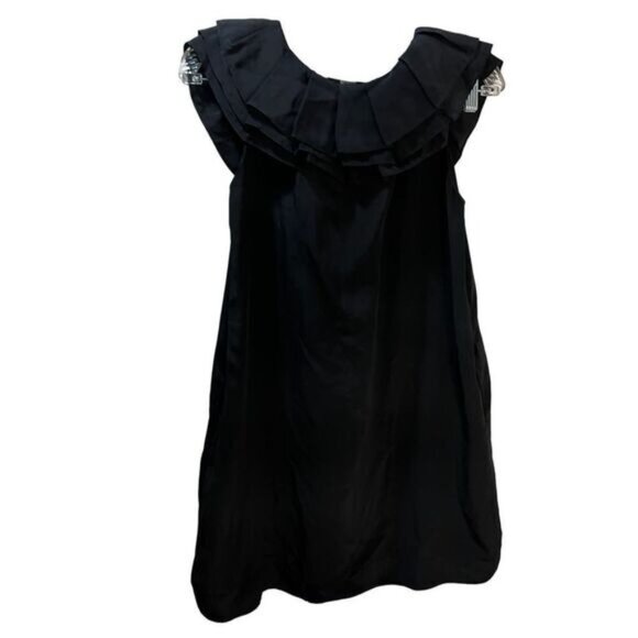 Ruffled Black Viscose Dress Size Medium by SHULAMI - Picture 2 of 5